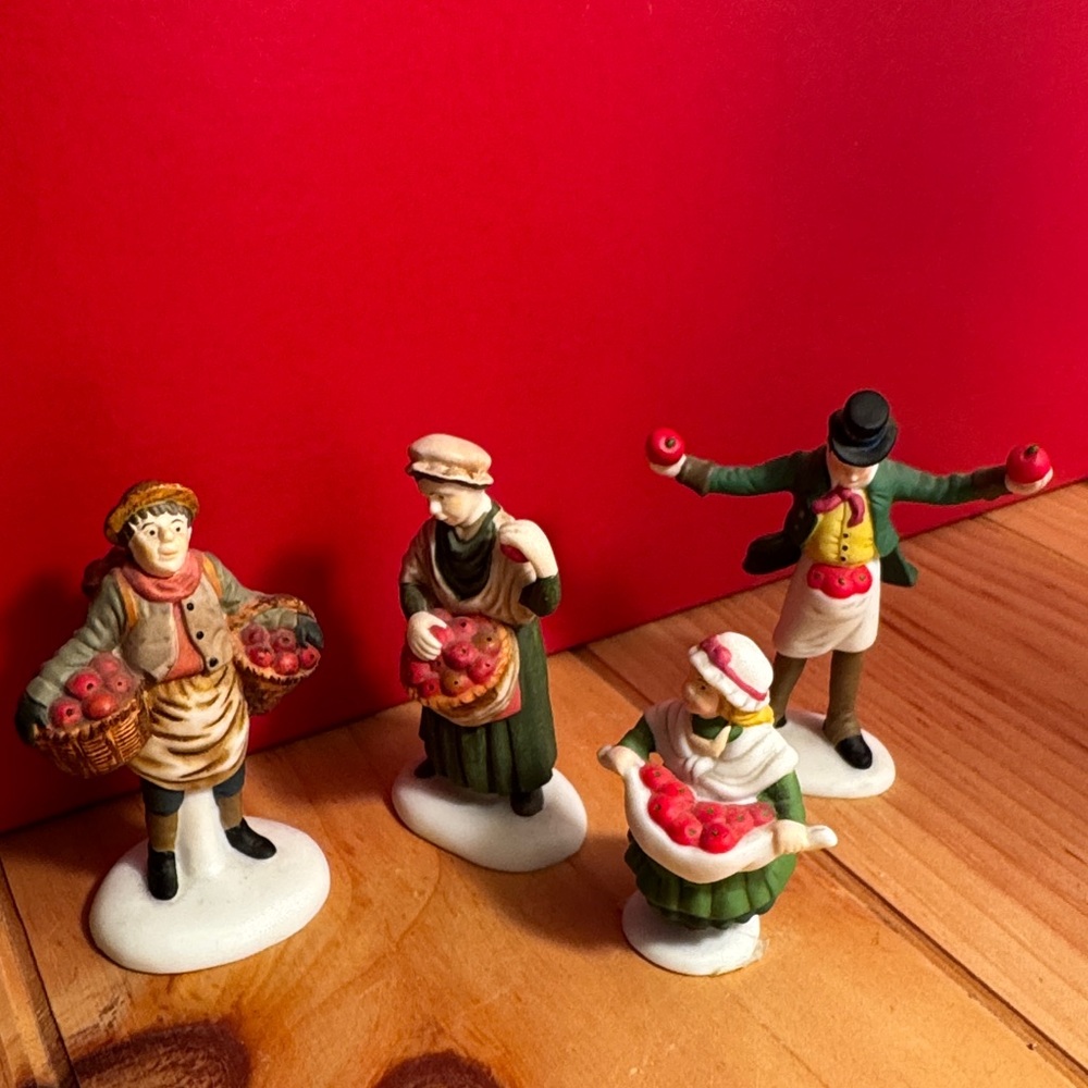 Department 56 Set of Four Ceramic Figurines with Apples